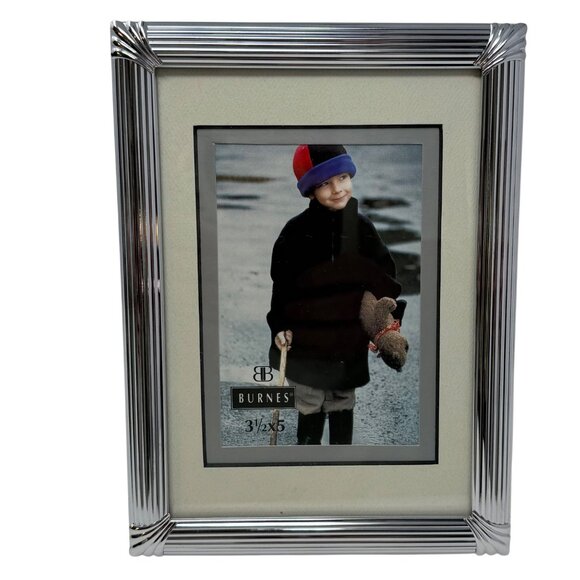 Vintage Photo Frame Burnes of Boston Silver Art Deco 3.5 x 5" Picture Frame NEW - Picture 1 of 3